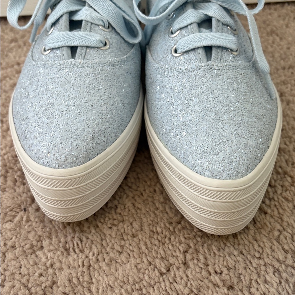 Keds Sky Blue Glitter Lace-Up Platform Sneakers - Picture 6 of 6